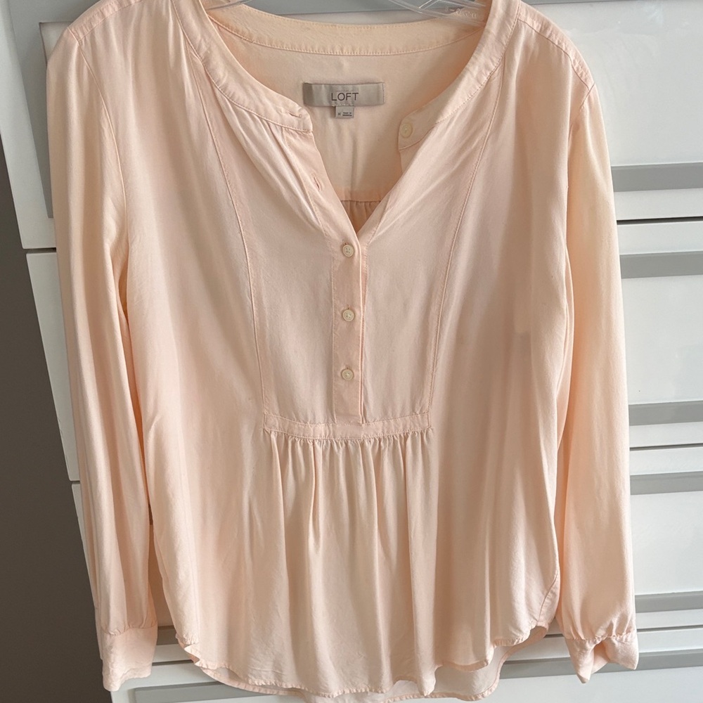 LOFT Soft Blush Button-Front Peasant Top